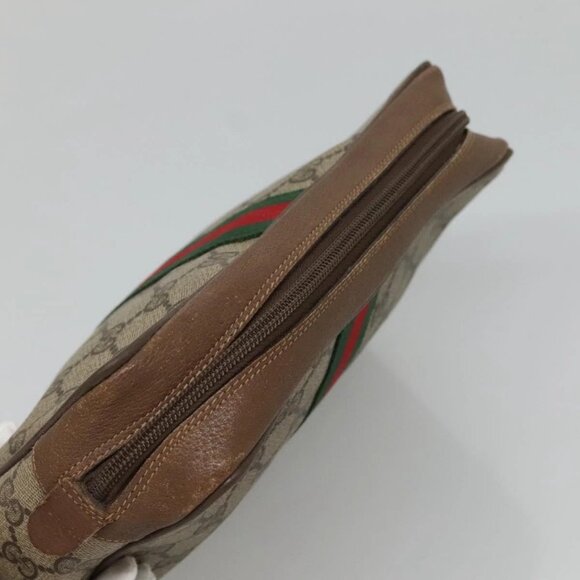 GUCCI GG Supreme Web Sherry Line Bag PVC Beige Brown - Picture 5 of 16